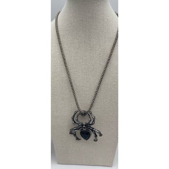 Whimsygoth Goth Emo Black Widow Spider Pendant Necklace - Picture 1 of 5